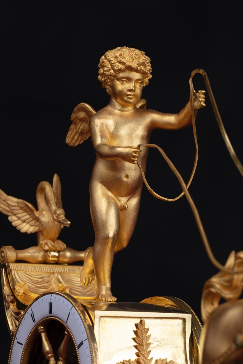 Mantel Clock With Chariot And Cupid-photo-3