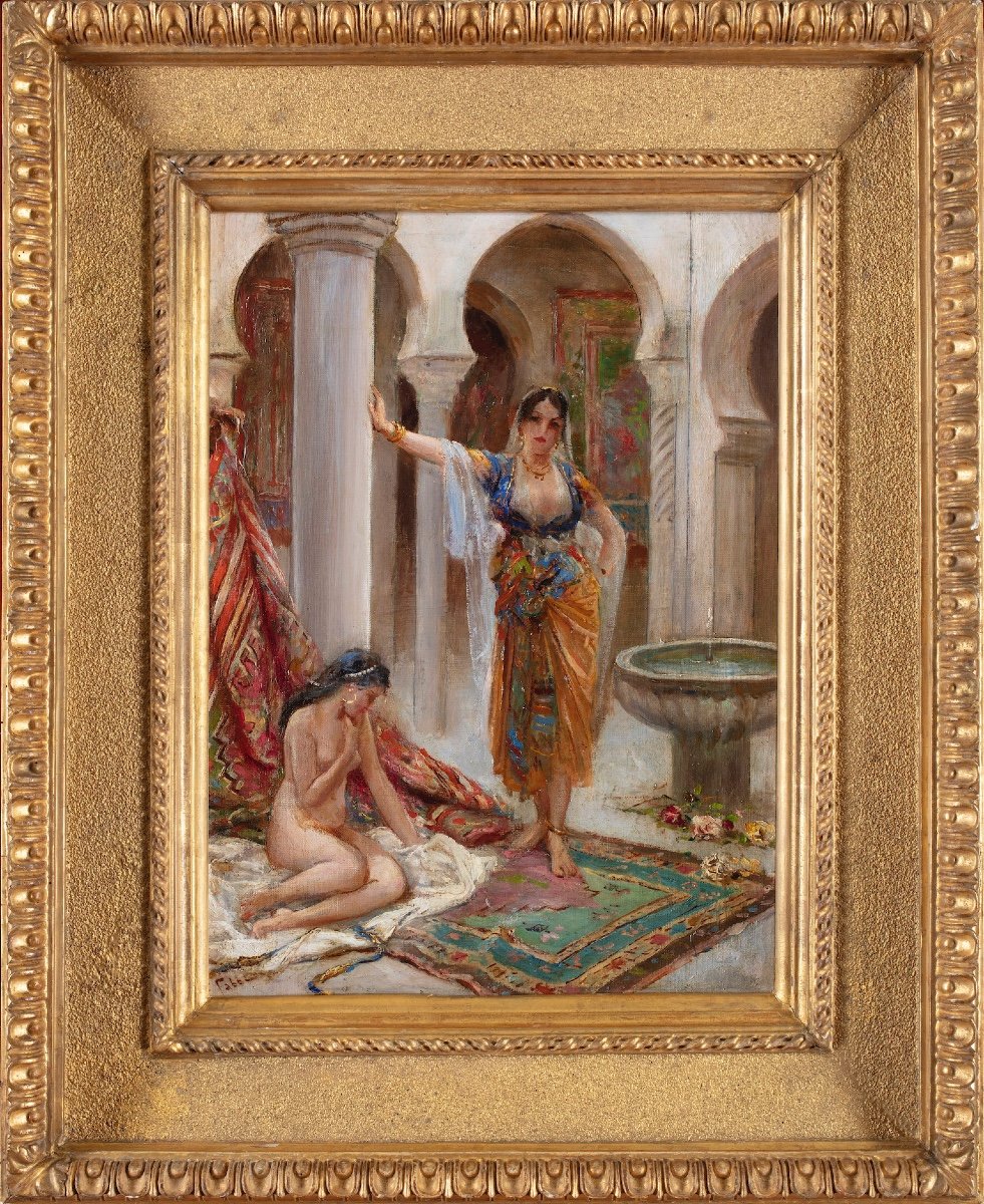 Painting By Fabio Fabbi (bologna 1861 –1945), “women In The Harem”