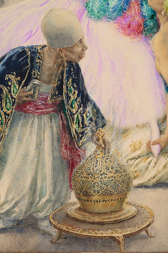 Pair Of Orientalist Watercolors By Cesare Saccaggi-photo-4