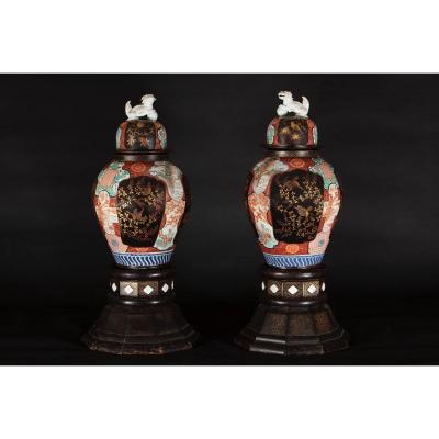 Pair Of Japanese Imari Vases 19th Century