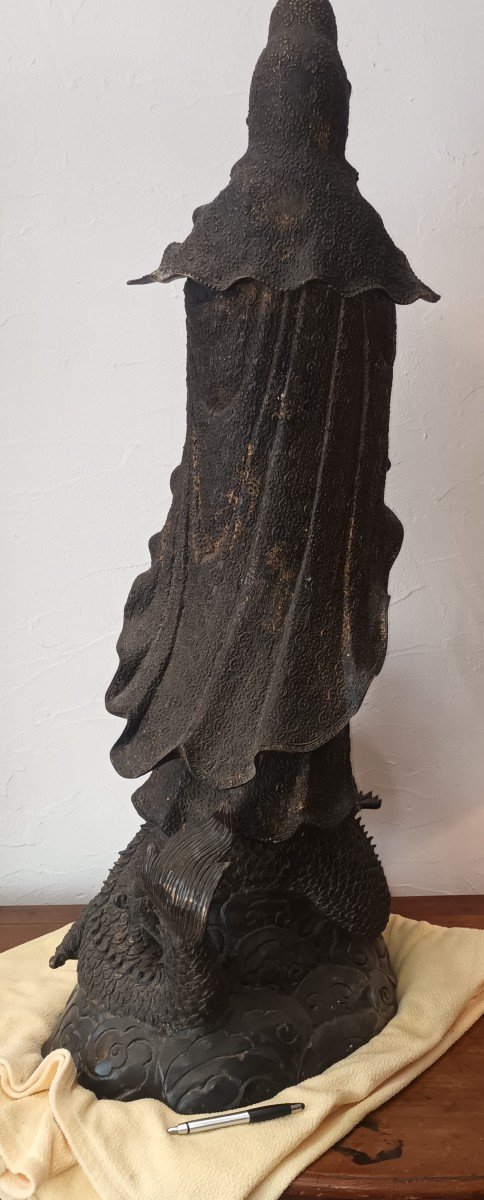 Japan Very Large Guan Yin In Bronze, Meiji 19th Century-photo-1