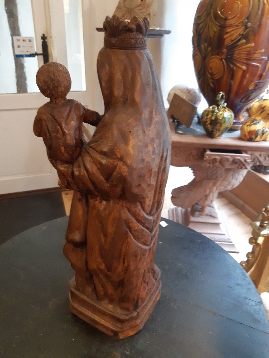 Madonna And Child In Wood Haute Epoque Style-photo-3
