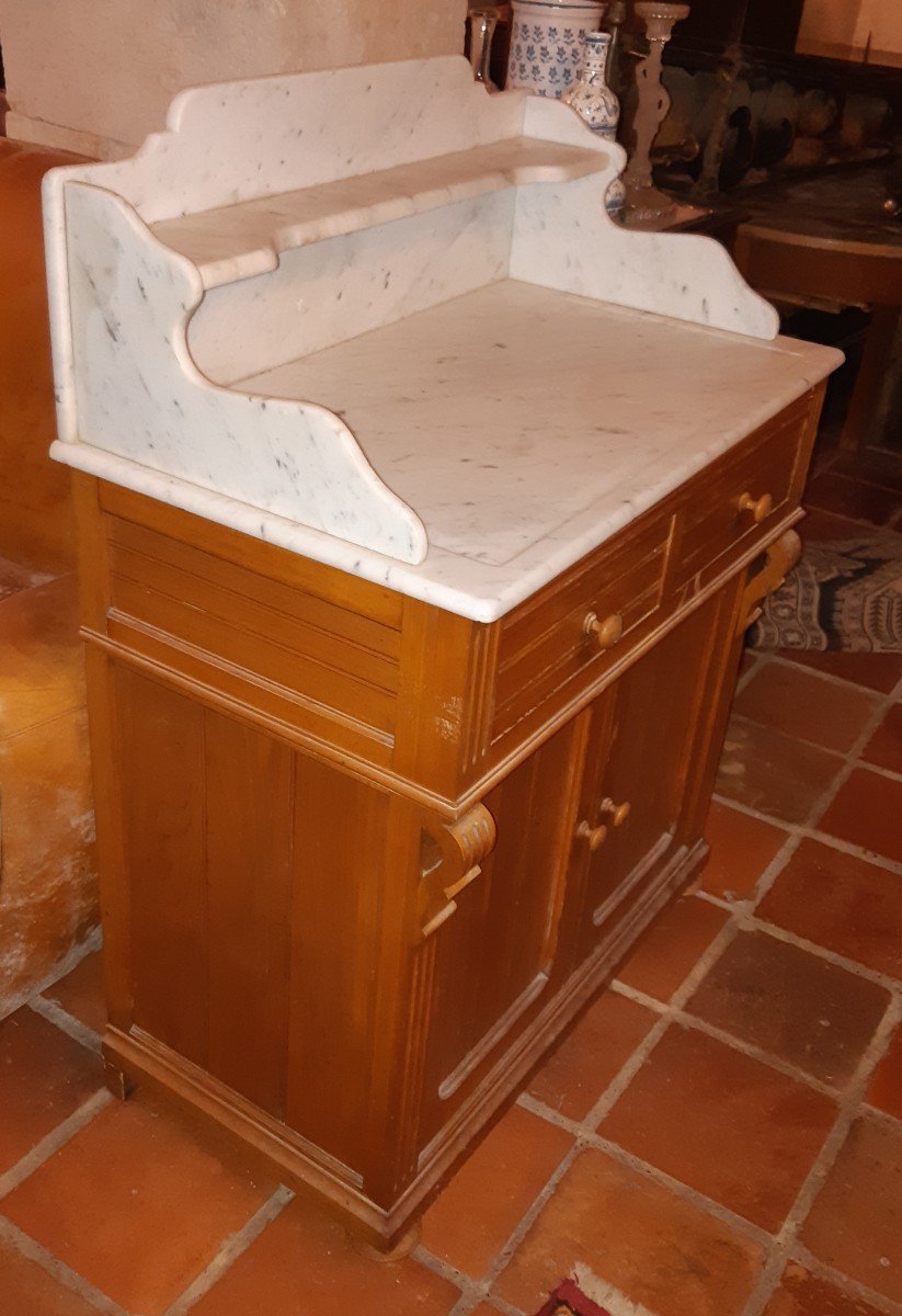 Toilet Cabinet In Pitchpin And Marble-photo-2