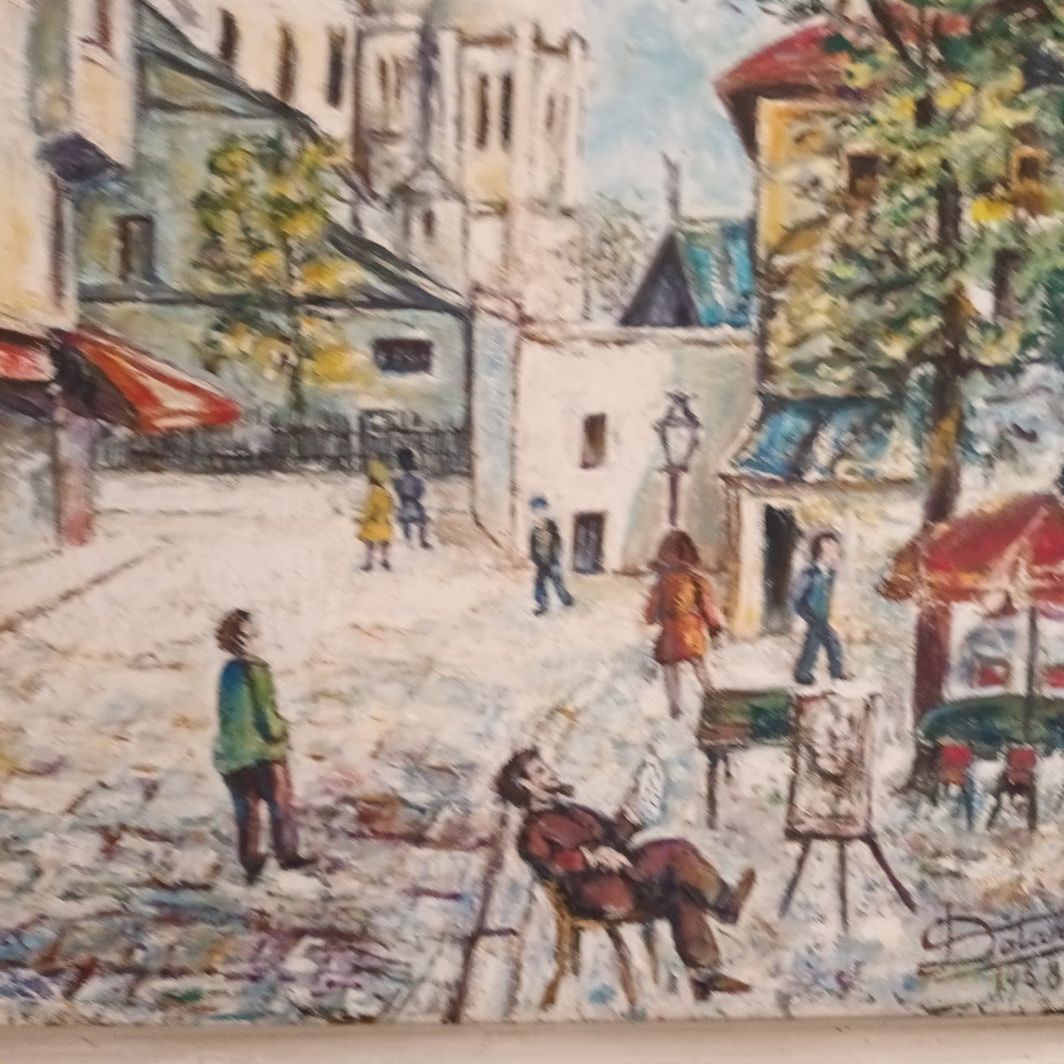 Madeleine Dotaro (20th Century), Oil On Canvas "place Du Tertre In Montmartre"-photo-3