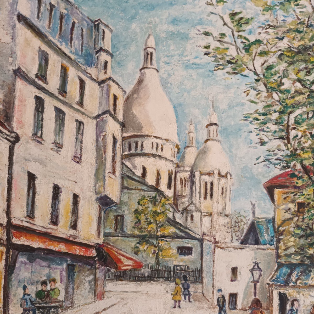 Madeleine Dotaro (20th Century), Oil On Canvas "place Du Tertre In Montmartre"-photo-4