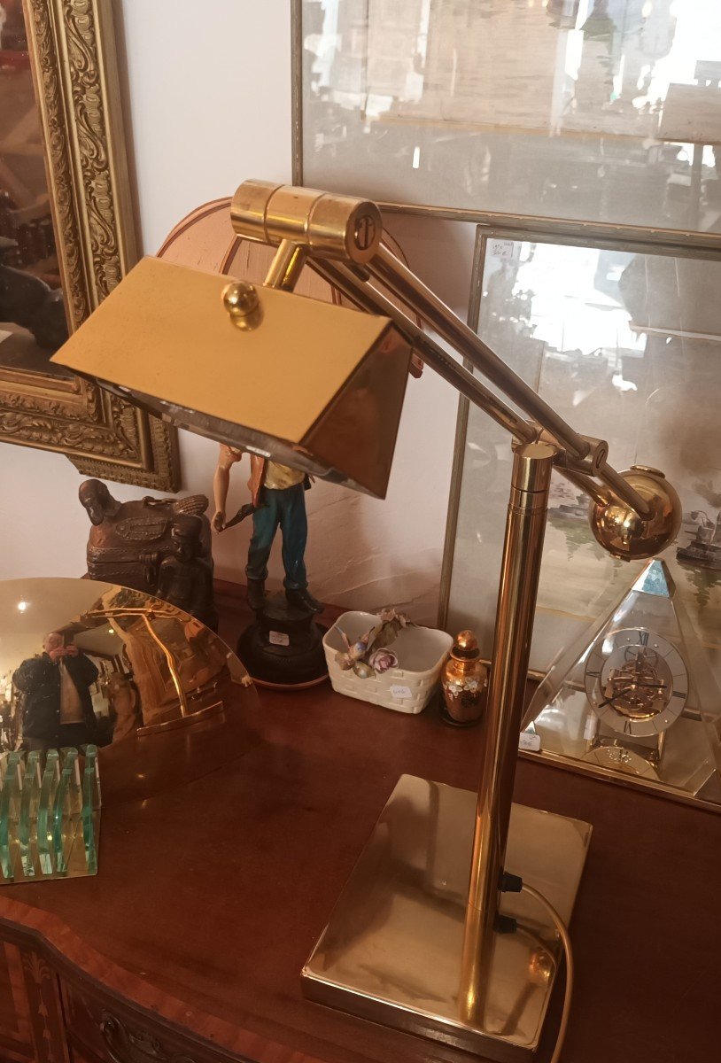 Beautiful Desk Lamp In Golden Brass 1970s-photo-3