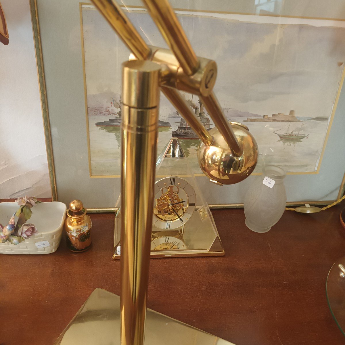 Beautiful Desk Lamp In Golden Brass 1970s-photo-4