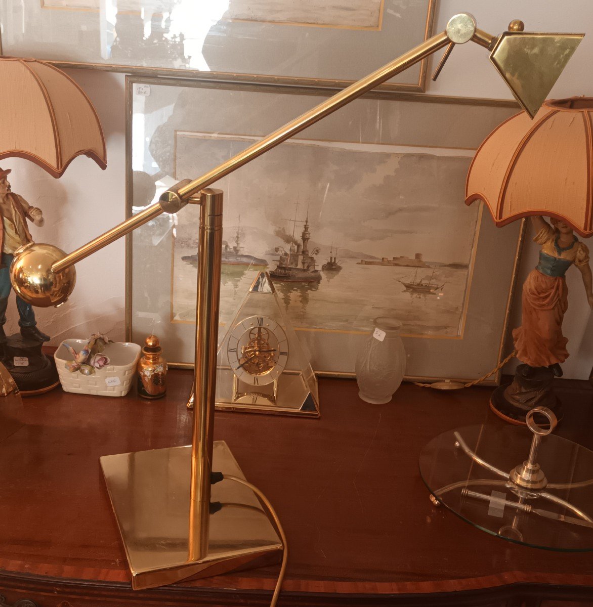 Beautiful Desk Lamp In Golden Brass 1970s