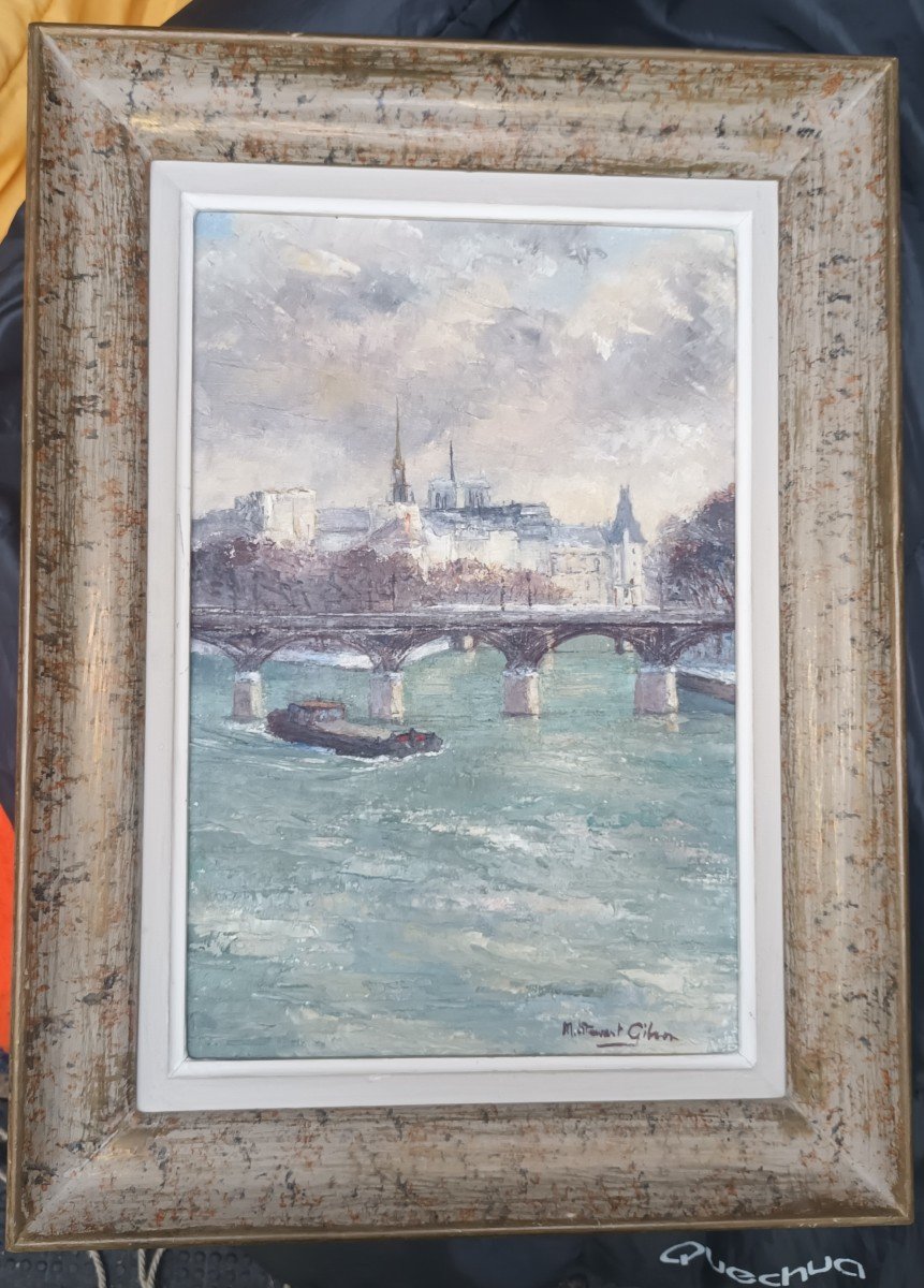 Mary Stewart Gibson Oil On Canvas "the Pont Des Arts In Paris"