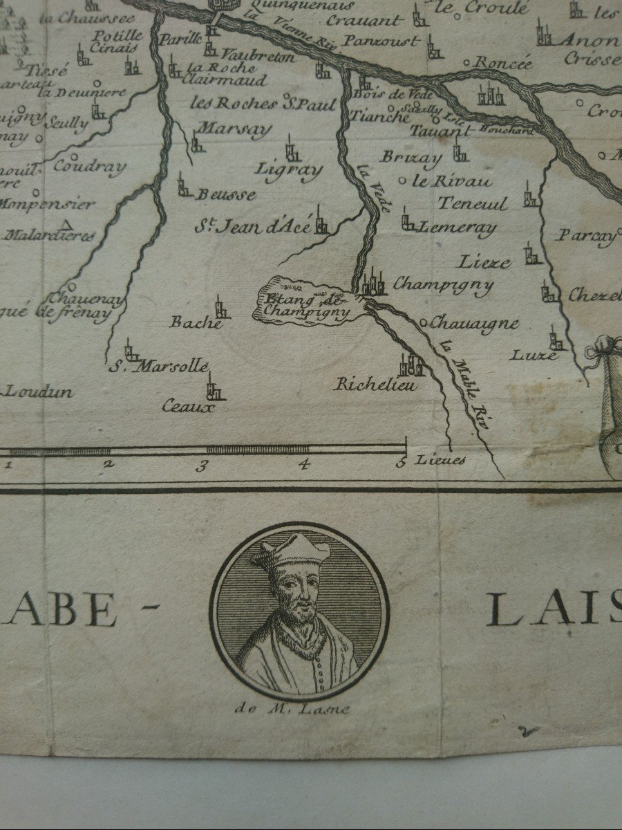 Rabelais Map Of Chinonais XVIIIth-photo-2