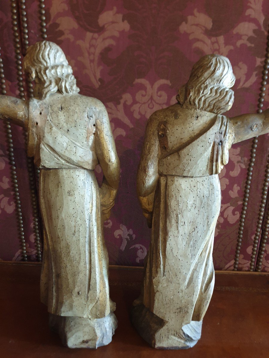 Pair Of 18th Century Wooden Altar Angels-photo-5