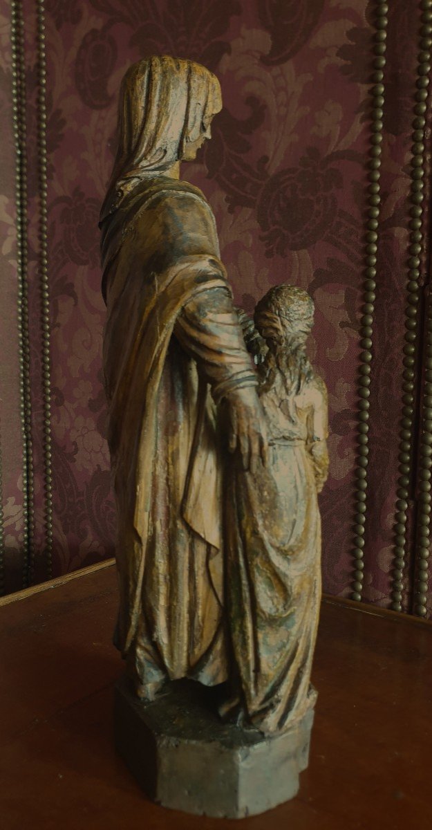 Saint Anne XVIIth Wood Statue-photo-4