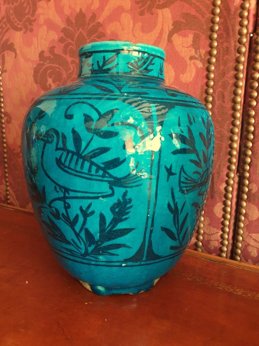 Persia 19th Century Iran Kadjar Turquoise Ceramic-photo-1