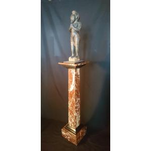 White Veined Red Marble Column XIX