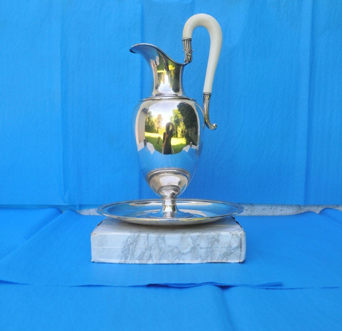 Silver Empire Style Ewer And Display Stand.-photo-5