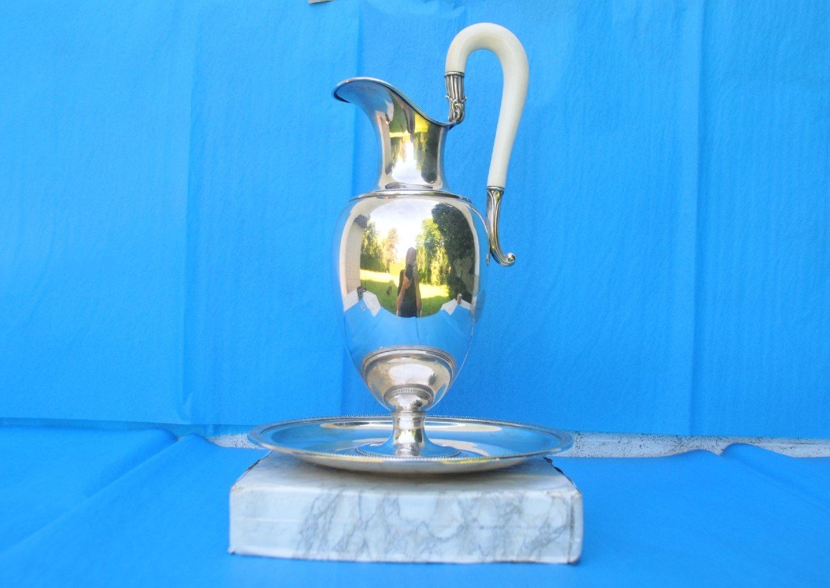 Silver Empire Style Ewer And Display Stand.