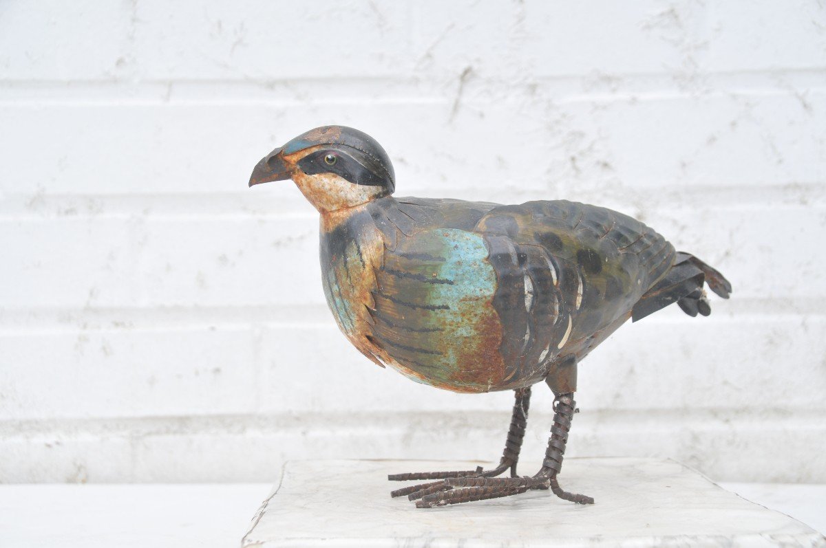 Two Partridges In Painted Tin -photo-2