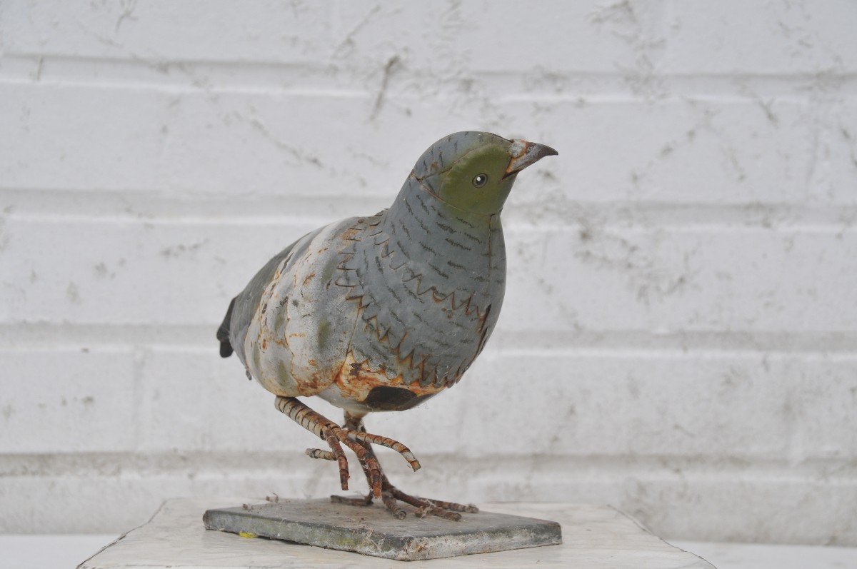 Two Partridges In Painted Tin -photo-2