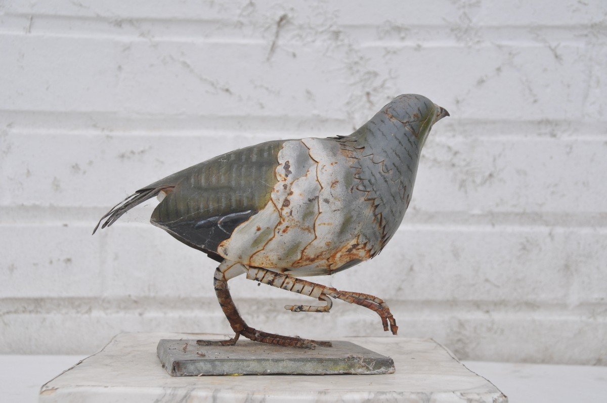 Two Partridges In Painted Tin -photo-3