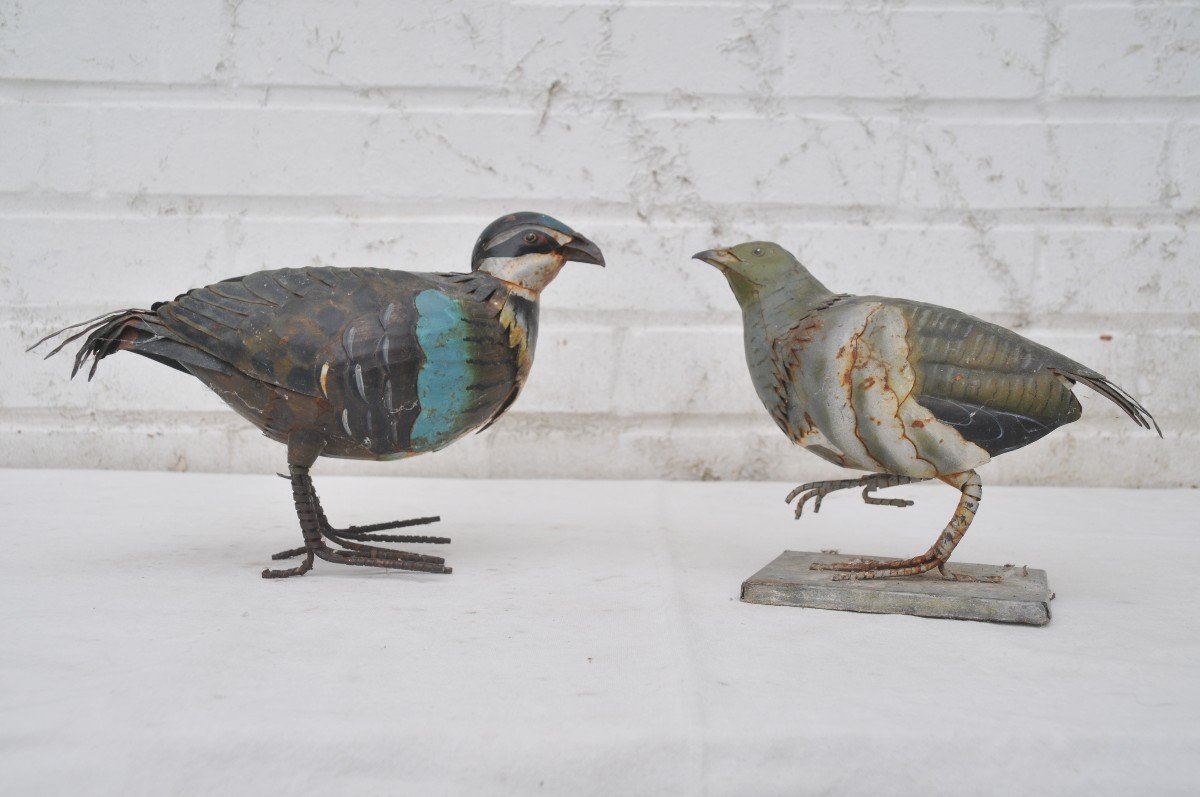 Two Partridges In Painted Tin -photo-5