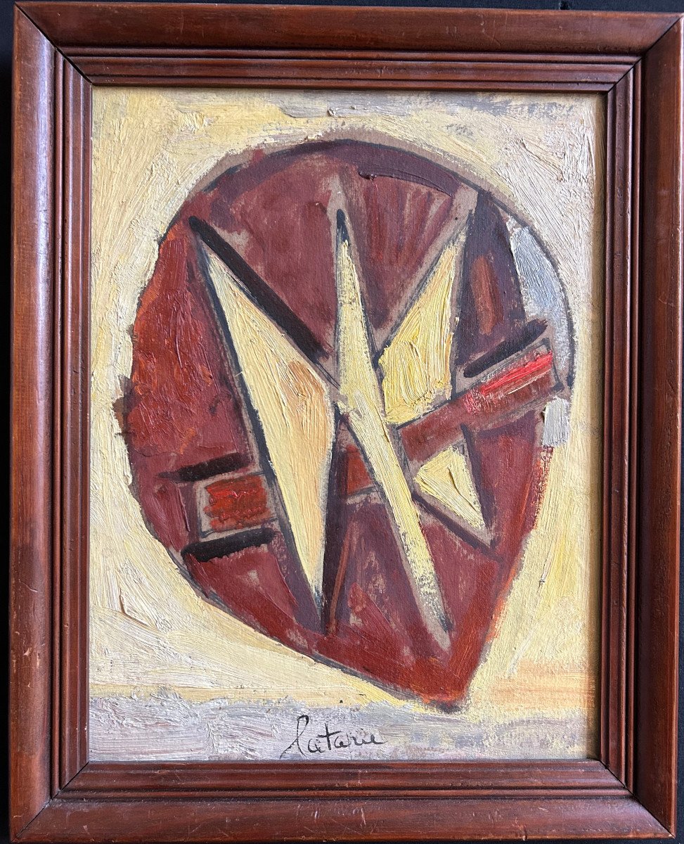 Oil On Cardboard Representing A Stylized Bird Signed By Louis Latapie