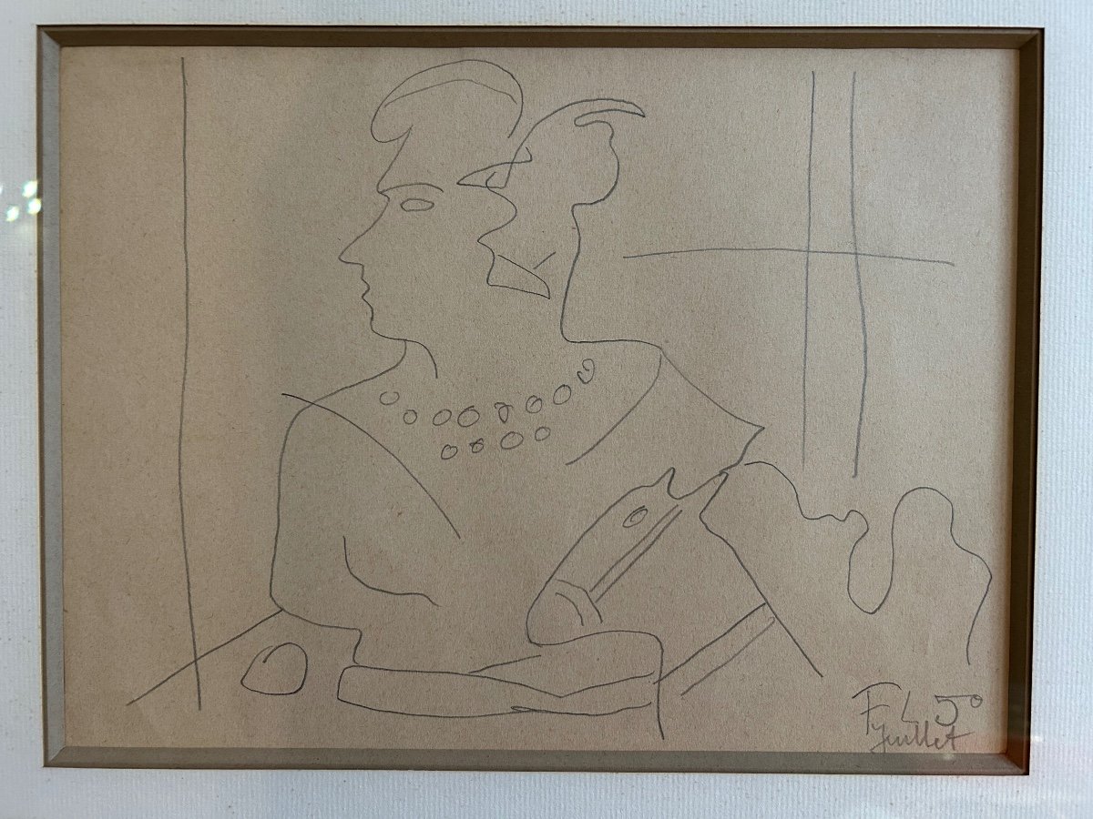 Dessin Représentant Un Profil D’écuyère Et Cheval De Fernand Léger -photo-2