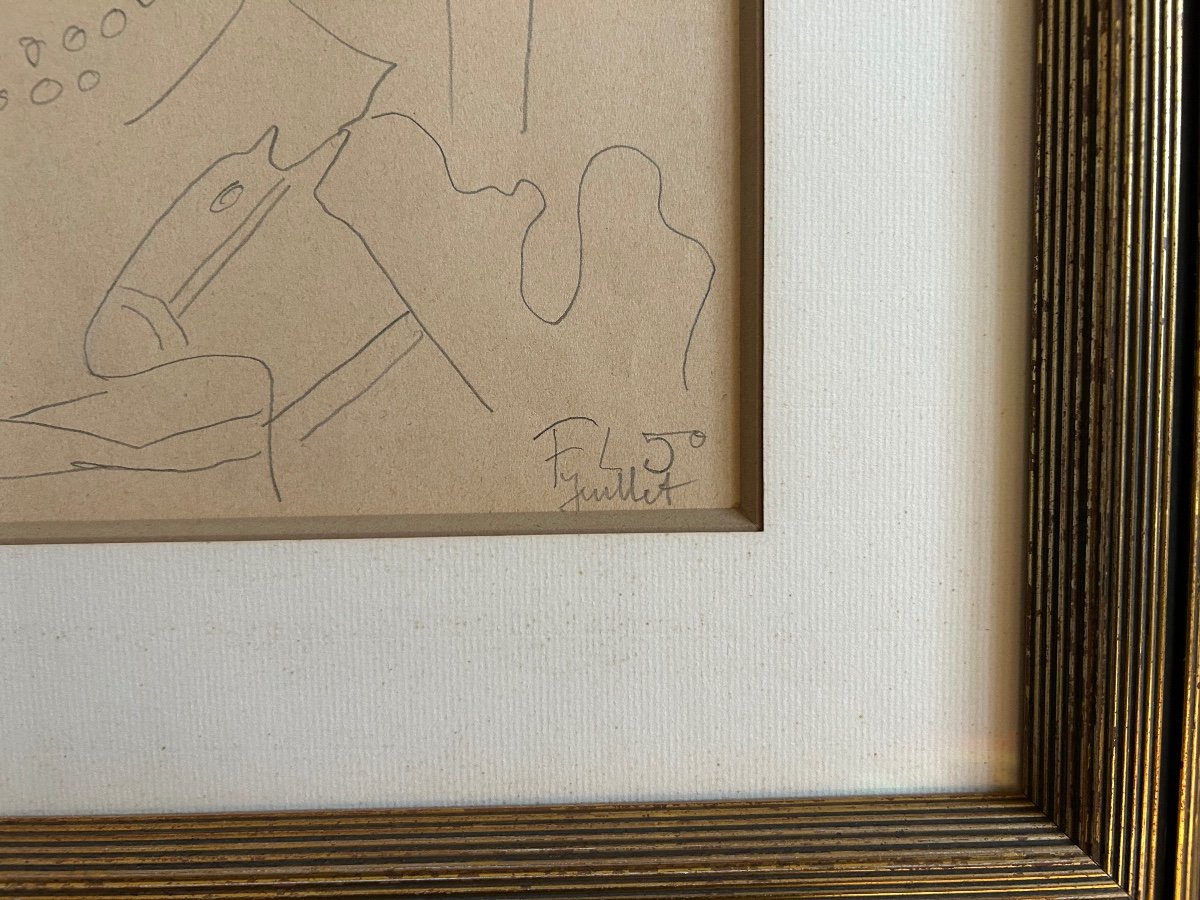 Drawing Representing A Profile Of A Rider And Horse Signed By Fernand Léger -photo-3