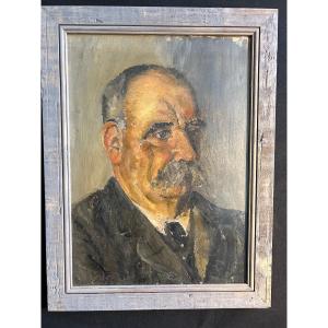 Oil On Cardboard Representing The Father Of The Painter Jules Cavaillès