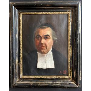 Oil On Canvas Representing A Clergyman 