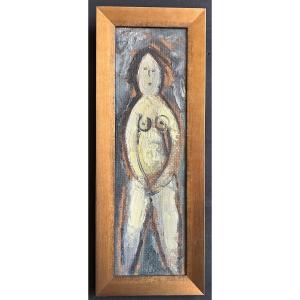 Oil On Isorel Representing A Full-length Portrait Of A Naked Girl Signed By Louis Latapie