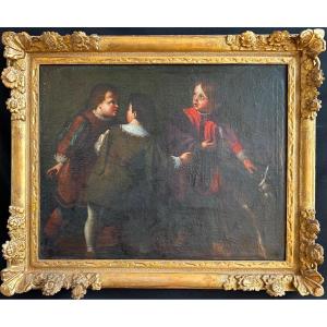 Oil On Canvas 17th Century / Genoese School With Original Frame