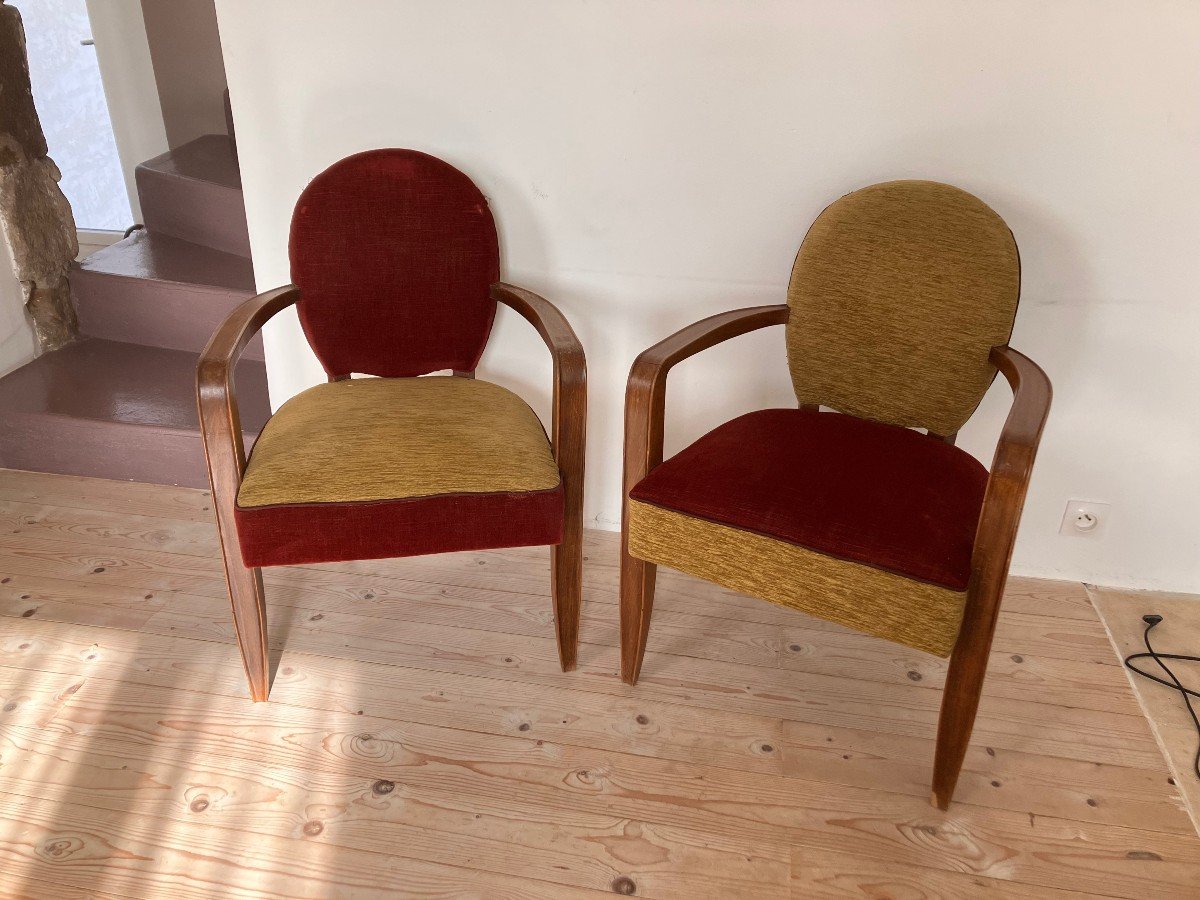 Pair Of Jean Pascaud Art Deco Armchairs From The 1940s-photo-1