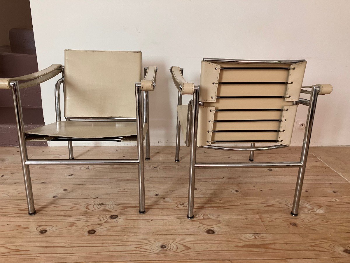 Pair Of Lc1 Armchairs By Lecorbusier Vintage-photo-4
