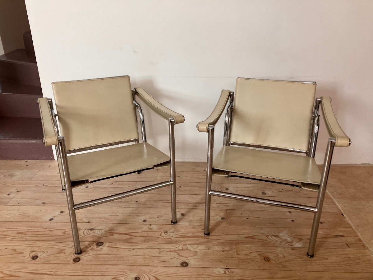 Pair Of Lc1 Armchairs By Lecorbusier Vintage