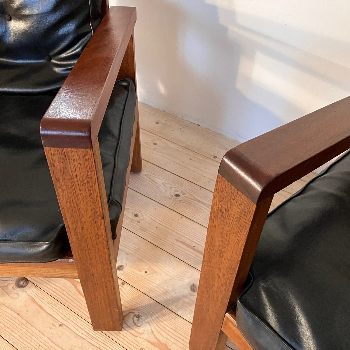 Pair Of Armchairs From The 1940s-1950s In Mahogany Or Teak.-photo-5