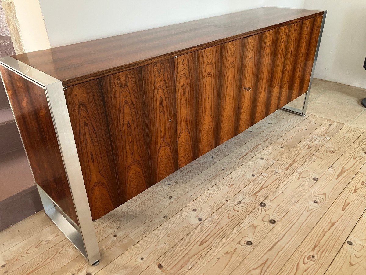 Sideboard From The 1960s-1970s In Rosewood And Chrome Feet-photo-3