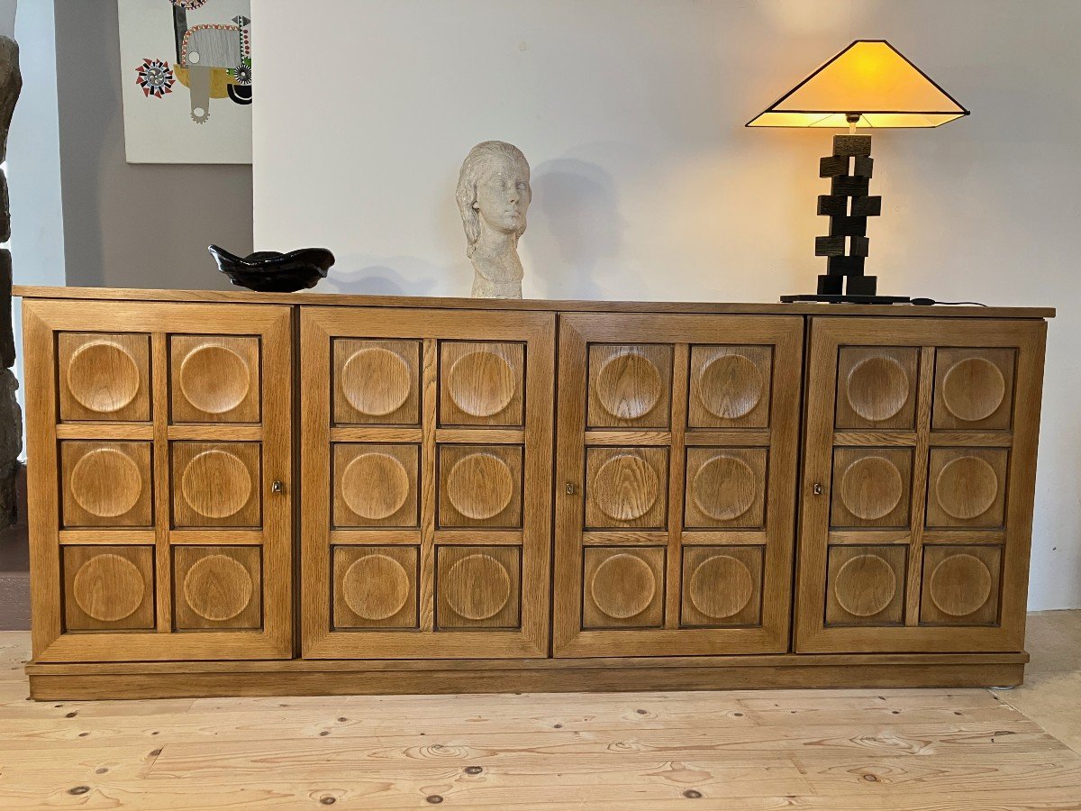  1970s Brutalist 4 Door Natural Oak Sideboard By Gerard Bartels-photo-2