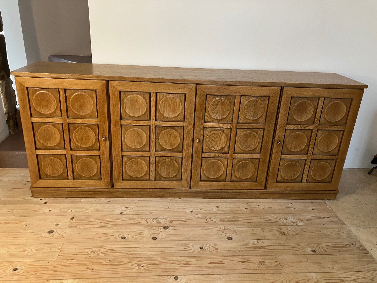  1970s Brutalist 4 Door Natural Oak Sideboard By Gerard Bartels