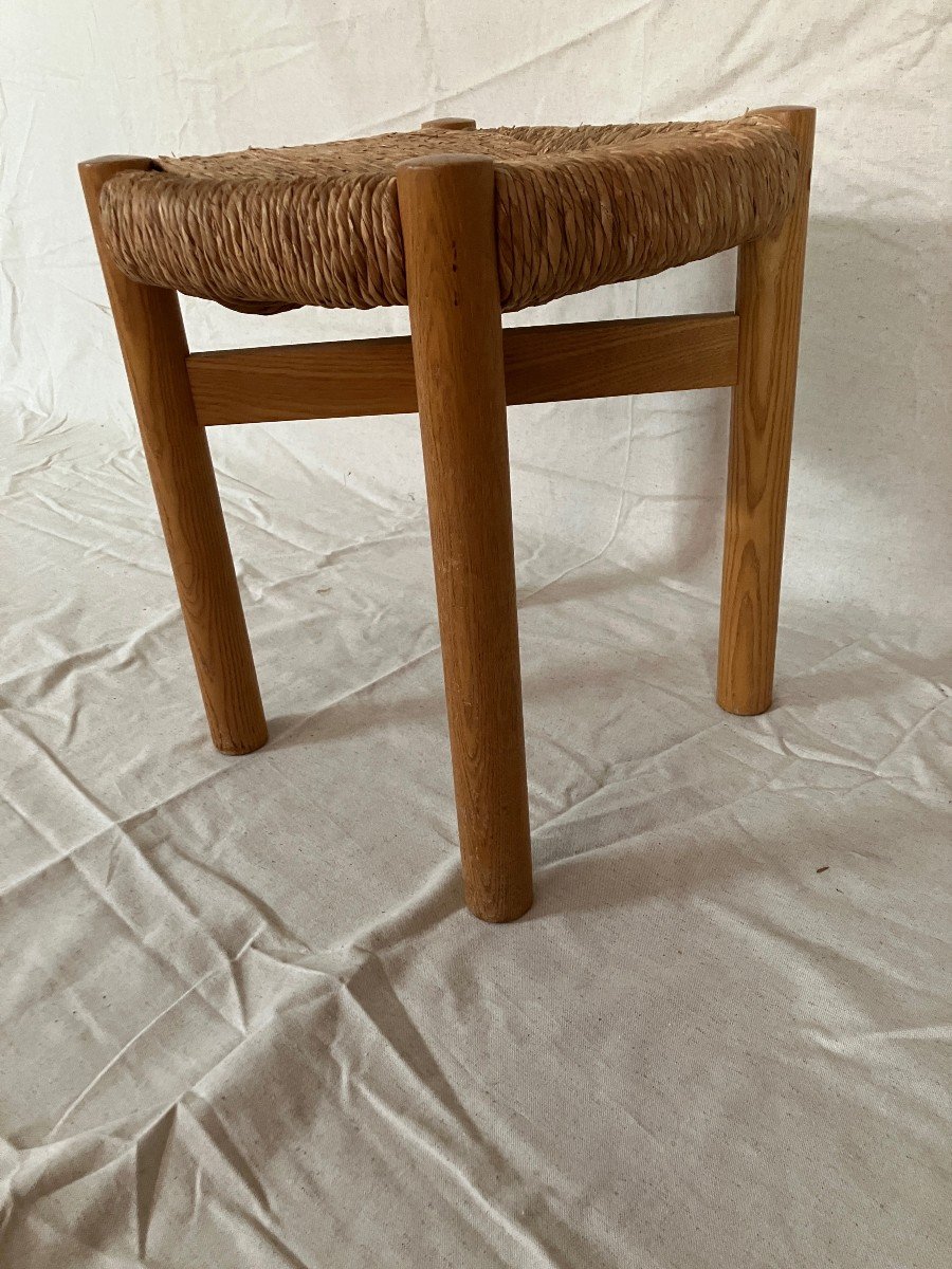 Rare Tabouret Modèle Méribel Par Charlotte Perriand édition Steph Simon 1960-photo-3