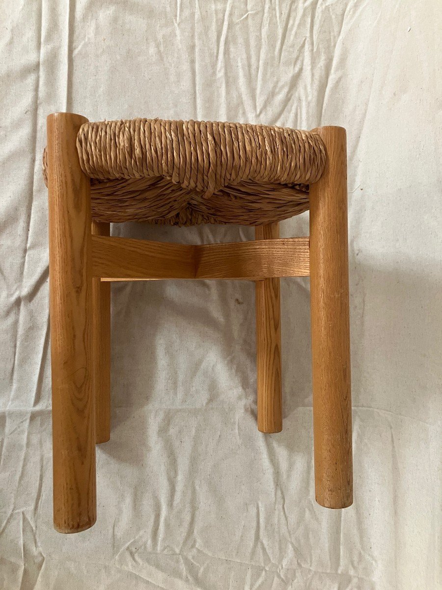 Rare Tabouret Modèle Méribel Par Charlotte Perriand édition Steph Simon 1960-photo-4