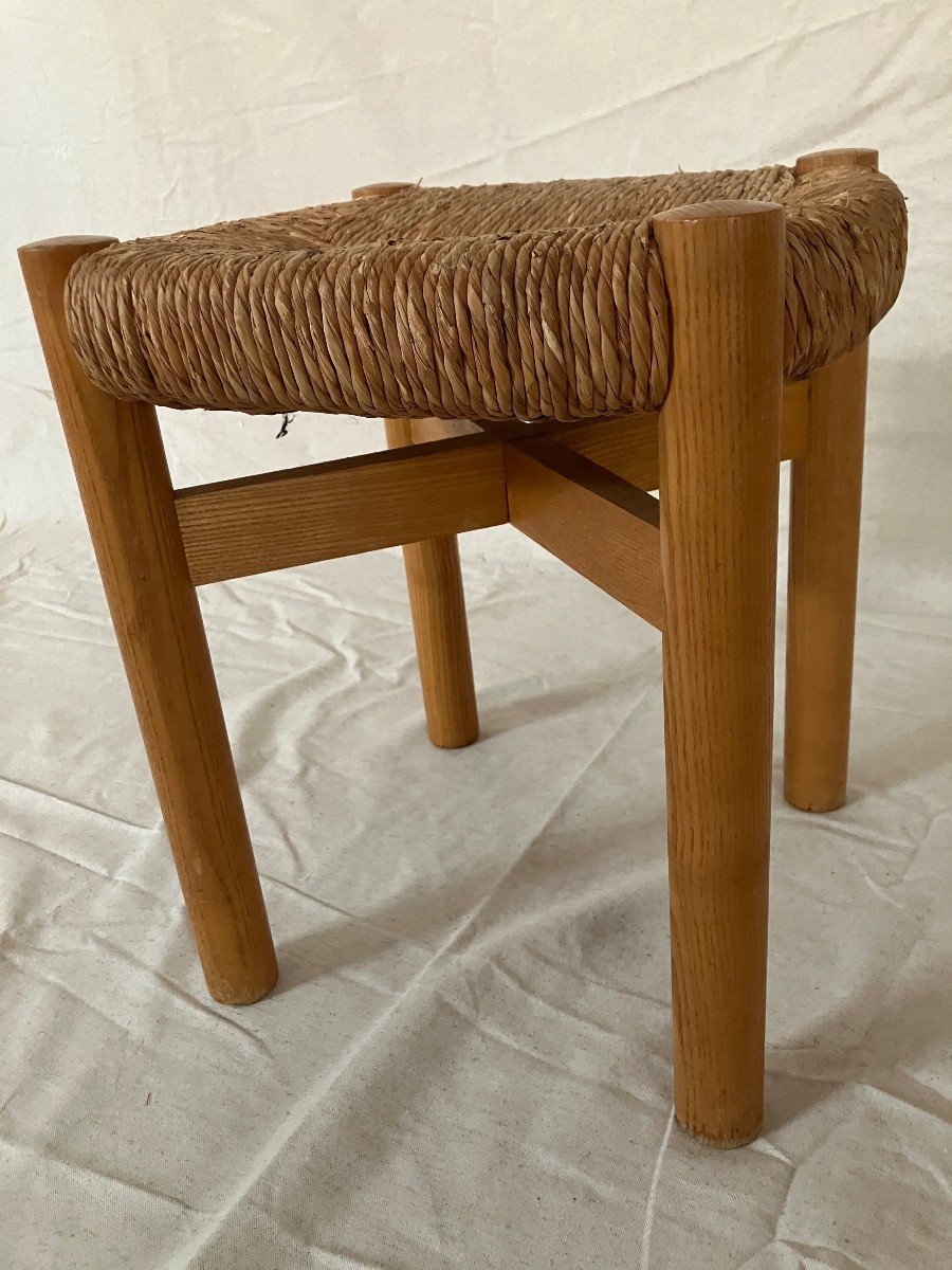 Rare Tabouret Modèle Méribel Par Charlotte Perriand édition Steph Simon 1960-photo-4