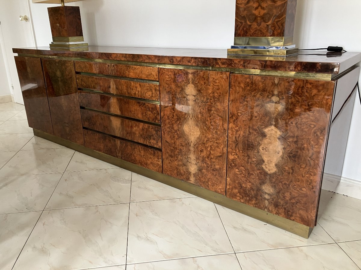 1970s Jean Claude Mahey Sideboard In Burr Walnut-photo-2