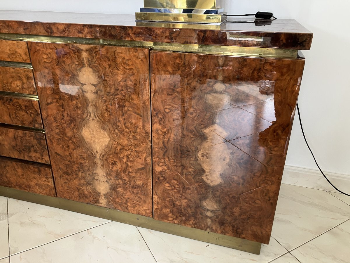 1970s Jean Claude Mahey Sideboard In Burr Walnut-photo-3