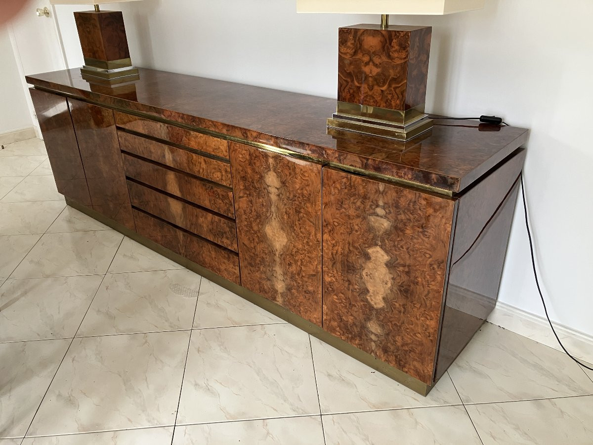 1970s Jean Claude Mahey Sideboard In Burr Walnut-photo-4