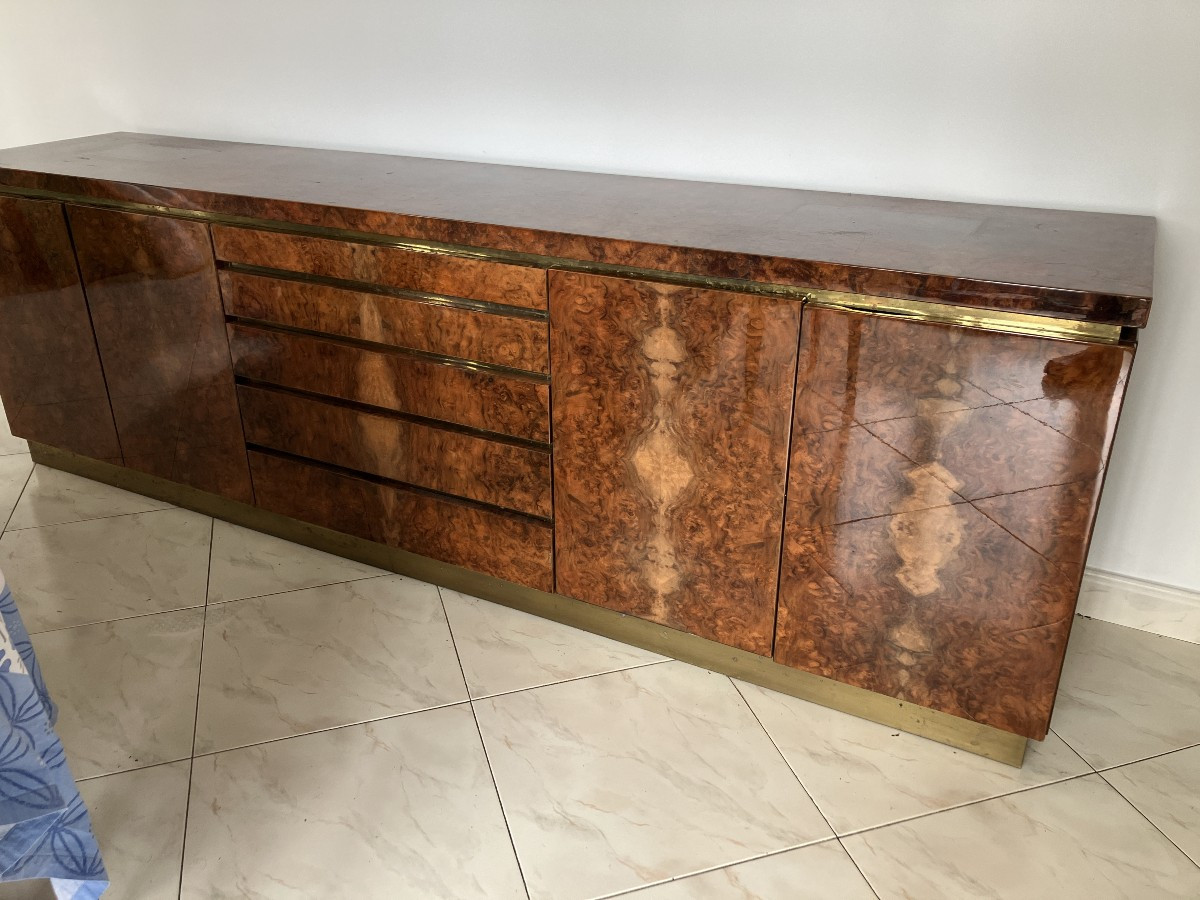 1970s Jean Claude Mahey Sideboard In Burr Walnut