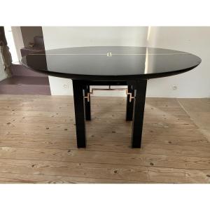 Table Laquée Noire  De Jean Claude Mahé 1970