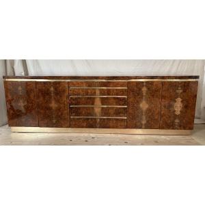 Buffet Enfilade De Jean Claude Mahey Des Années 1970 En Ronce De Noyer