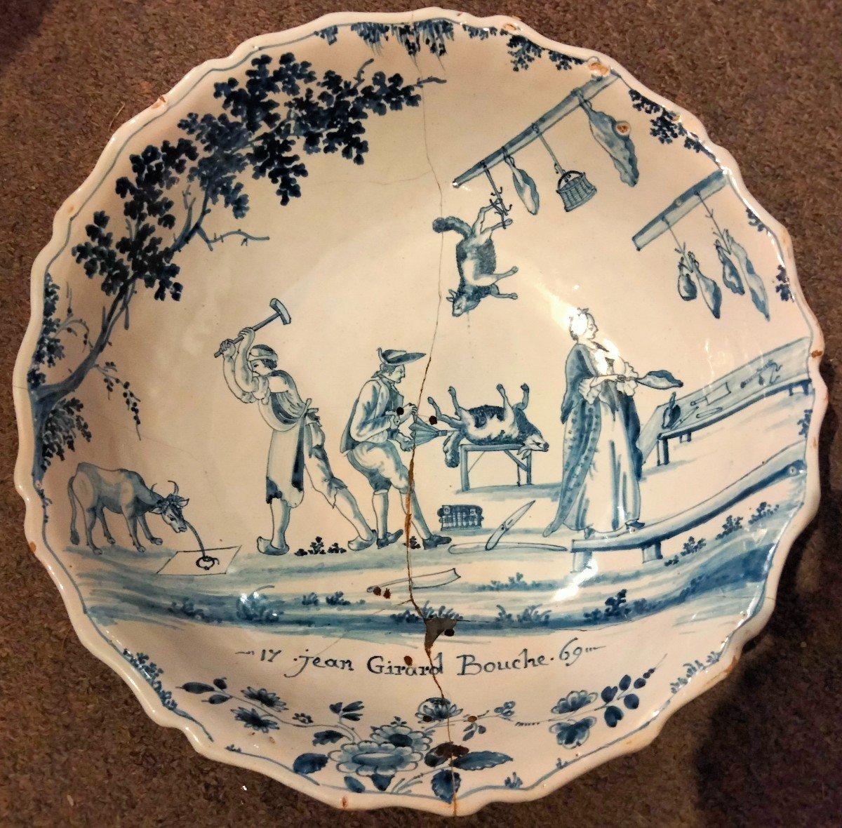 Patronymic Salad Bowl Nevers Trade 18th Century