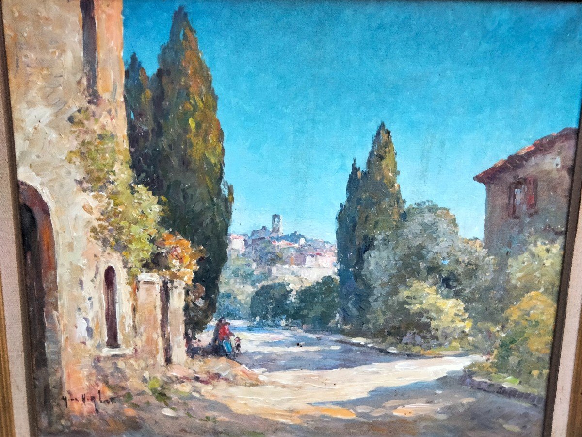 Painting Signed Marius Hubert Robert - Saint Paul De Vence-photo-2