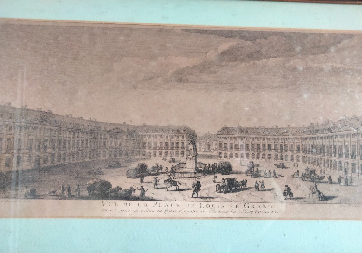 Engraving - View Of The Place De Louis Le Grand - 18th Century-photo-2